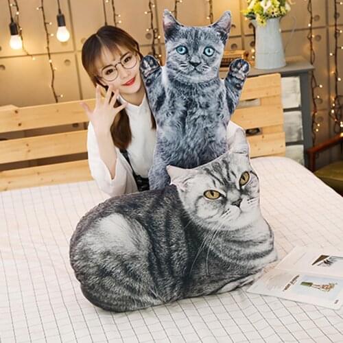 Realistic Animal 3D Pillow Tiger Soft Plush Toy Double-sided Printing Cat Doll Soft Animal Reading Pillow Cushion Doll Kid Gift