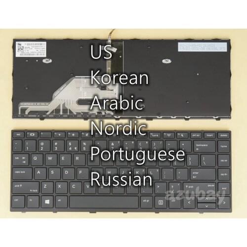 US Russian Korean Arabic Nordic SD FI Portuguese Keyboard for HP L01071-/ L04644-/ L21584 -001 -251 -AD1 -171 -DH1 -131, Backlit