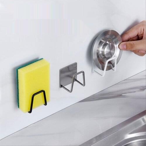 Kitchen Sponges Holder Self Adhesive Sink Sponges Drain Drying Rack 304 Stainless Steel Storage Holder Kitchen Sink Accessories