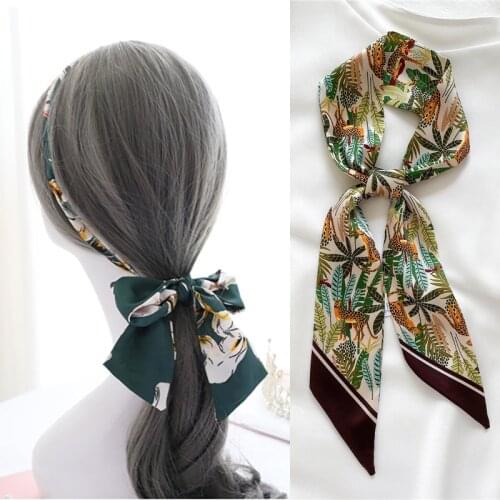 Silk Handband for Women Long Scarf Paisley Ribbon Print Elegant NeckTie Bag Wrist Bandana Girl Belt HeadScarves Hair Accessories