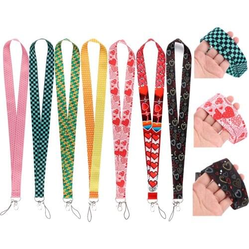 PC3279 Demon Slayer Heart-shaped Love Fashion Lanyard Badge ID Lanyards Phone Rope Key Lanyard Neck Straps Accessories