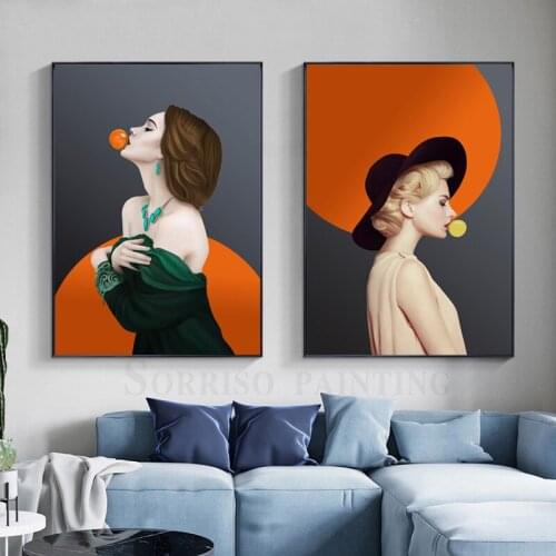 Nordic Beautiful Girl Woman Canvas Painting Modern Wall Art Corridor Posters Hallway Pictures For Living Room Home Decor Prints