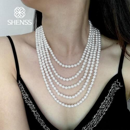 Elegant Classic Jewelry 40-60cm brilliant light 6mm shell pearl necklace 925 Sterling Silver Tail Chain for Women