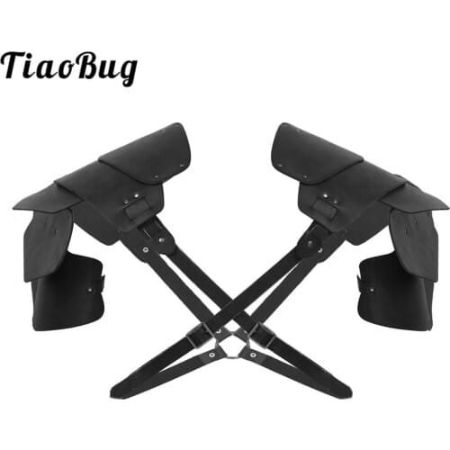 TiaoBug Hot Sexy Men PU Leather Adjustable Body Chest Harness Belt with Shoulder Armor Nightclub Rave Party Performance Costume