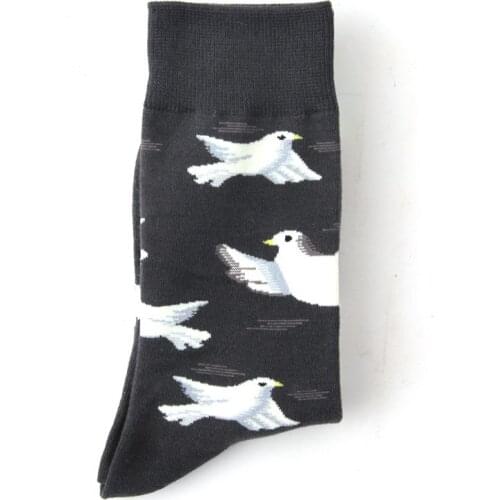 Crew Street Fashion Socks Harajuku Hip Hop Streetwear Funny Skateboard Happy Cute Animals Cartoon Peace Dove Cotton Novelty Bird