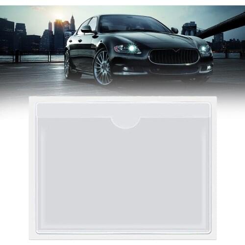 Universal Car Card Cover Durable Plastic Self-Adhesive Label Clear Sticker Card Organizing Car Cover Holder Card Pocket Car E1E8