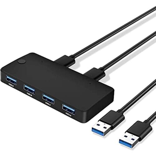 USB 3.0 Switch, 2 in 4 Output USB 3.0 Sharing Switch KVM Switch 2 PC Superspeed Adapter Hub Switcher Box