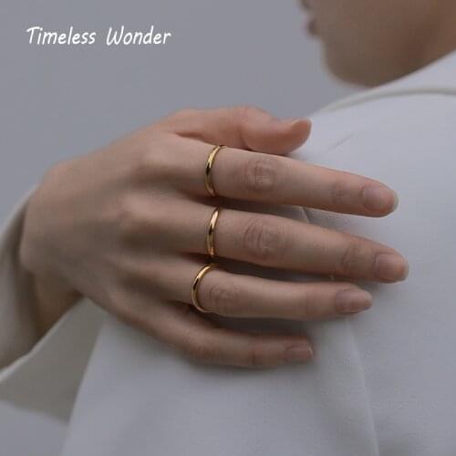 Timeless Wonder Titanium Geo Pack of 3 Rings Set Women Stainless Steel Jewelry Punk Designer Top 2mm Trendy 3pcs/pack Egirl 4248