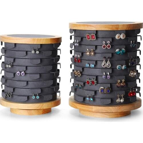 Jewelry display props rotating solid wood earrings display stand jewelry rack earrings storage rack large capacity creative