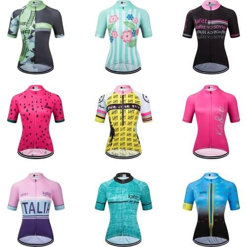 Kafitt Womens Short Sleeve Cycling Jersey Bike Clothing Ropa Ciclismo MTB Road Bicycling Shirt Quick-Drying Uniform Breathable