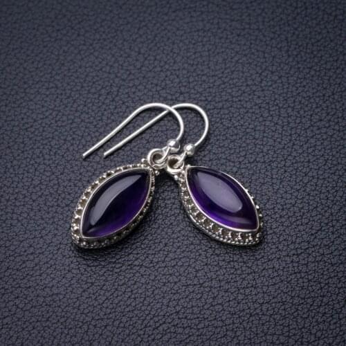 StarGems Natural Amethyst Handmade 925 Sterling Silver Earrings 1.25" D7168