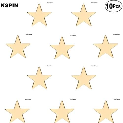 Gold Star 18MM Badge Lapel Pin Flag badge Brooch Pins Badges 10Pcs a Lot