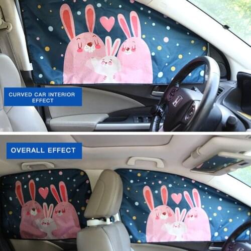 1PCS Summer Car Sunshade Sunscreen Insulation Side Window Magnetic Attachment Cute Cartoon Pattern Sunscreen Protection