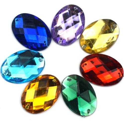100PCS 13*18mm Acrylic Rhinestone Flat Back Oval Shape Stones Crystals Clothing Crafts Accessories Oval Shape Glass Rhinestones