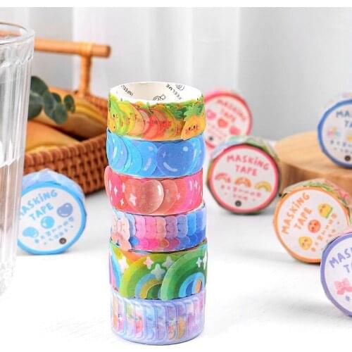 100Pcs/roll Dot Loving Heart Bow Rainbow Fruit Washi Tape Decoration Diy Scrapbook Diary Album Kawaii Stationery
