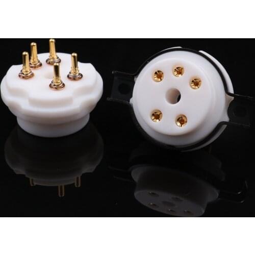 4 Piece EIZZ PTFE 5 Pin Electronic Valve Base Tube Socket For Machine Power Amplifier