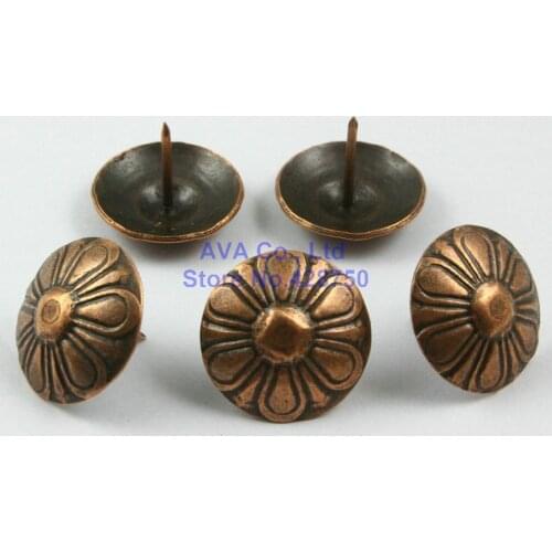 50 Pieces 23mm Antique Copper Upholstery Tacks Nails Flower Tack Nail