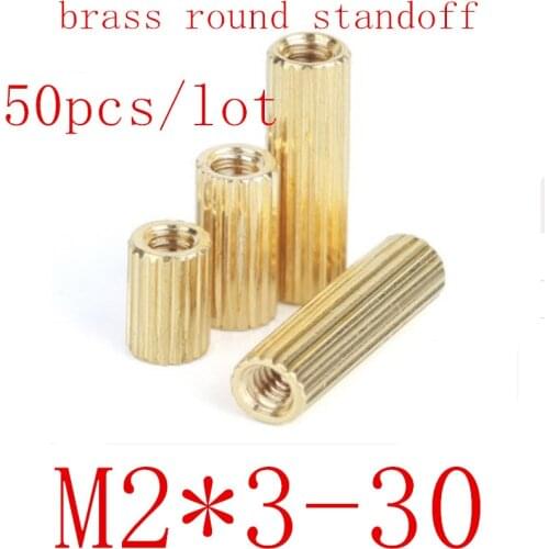 50pcs M2*L L=3mm to 30mm 2mm thread Brass Round Standoff Spacer Female Female M2 Brass Threaded Spacer