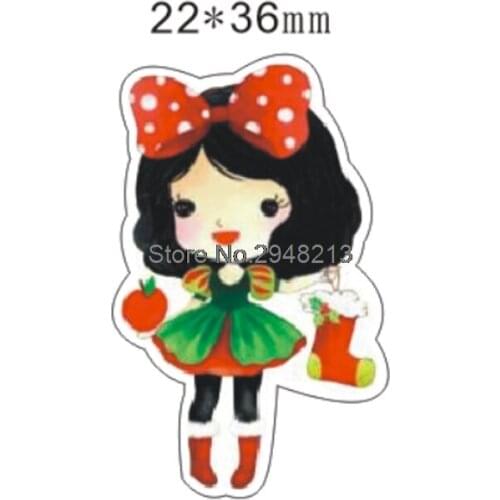 50pcs Christmas Cute Cartoon girl with bow Flatback Resin Planar Cabochon for DIY Craft Embellishments 22*36mm RETS199