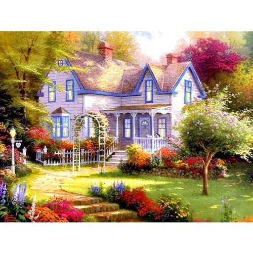 Full Square/Round Drill 5D DIY Diamond Painting "Garden house" 3D Embroidery Cross Stitch 5D Rhinestone Home Decor Gift