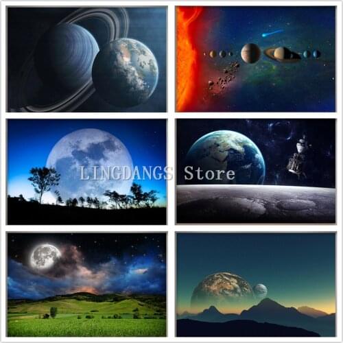 5d Diy Diamond Painting Universe Space Moon Poster Earth Planet Satellite Solar Diamond Mosaic Cross Stitch Kits Home Decor Gift