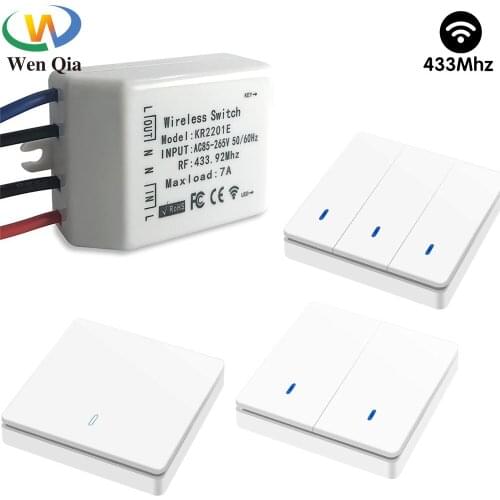 433Mhz Smart Lighting Switch Universal AC 85~265V Receiver Wall Panel Push Button 1/2/3 Gang Remote Control Lamp Droplight Bulb