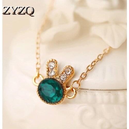 ZYZQ Lovely Animal Chain Bracelets Romantic Sweet Bunny Rabbit Shaped Bracelets With Green Stone Jewel Cute Gift For Girlfriend
