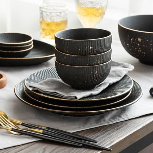 Phnom Penh household dishes black Korean ins style dishes Nordic modern light luxury ceramic tableware