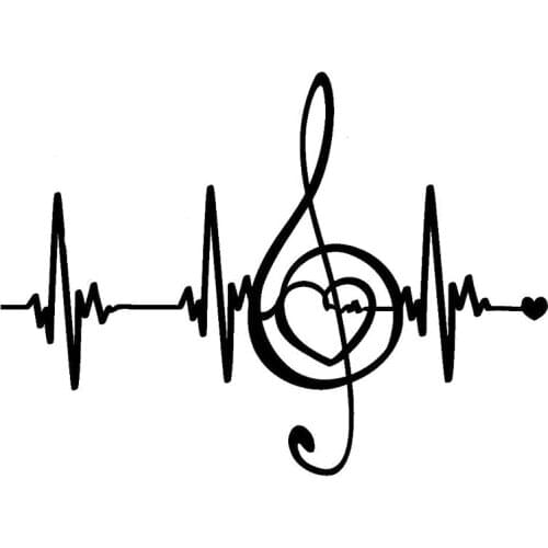 Dawasaru Creative Music Pulse Heartbeat Lines Car Sticker Sunscreen Decal Laptop Truck Motorcycle Auto Accessories PVC,18cm*13cm