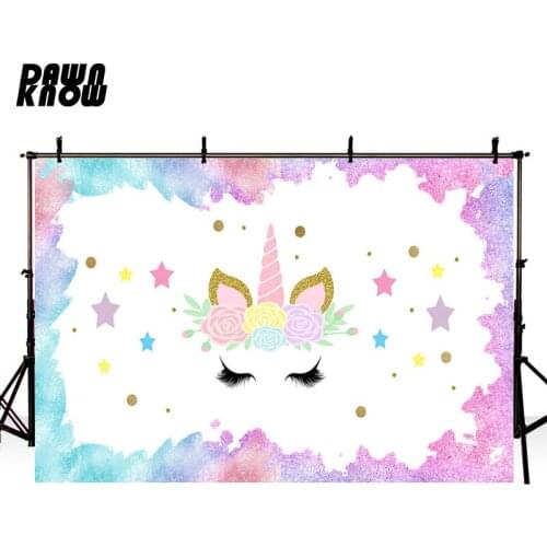 DAWNKNOW Cartoon Unicorn Photography Background Newborn Party Photocall Photo Shoot Backdrop Children Photo Studio lv686