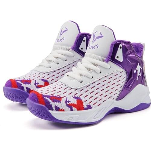 Children Shoes Kids Sneakers Boys Casual Shoes Breathable Sport Basketball Trainers Footwear Mesh Lace-up Kids Basketball Shoes