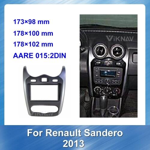 For RENAULT SANDERO 2013 Car Radio Fascia Car refitting Dashboard Panel Auto Stereo Plate Frame GPS Bezel DARK SILVER Pantalla