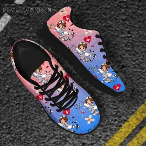 ELVISWORDS Gradient Nurse Design Non-slip Adult Sports Shoes for Ladies Lightweight Womens Air Mesh Sneakers zapaotos de mujer