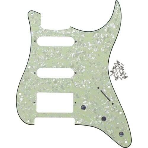 FLEOR Mint Green Pearl 11 Hole ST Guitar Pickguard HSS SSH Scratch Plate 4Ply With Screws