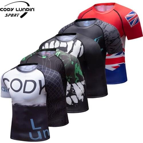 Spring Summer Bulk Order New Design Mens Full Digital Print T-shirt Custom Logo Sport Rashguard Jogging Tight