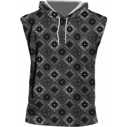 IFPD 3D Hoodie Tank Top EU Size Summer Bandana Men Hip Hop Paisley Sleeveless Shirts Streetwear Male Punk Fitness Vest Harajuku