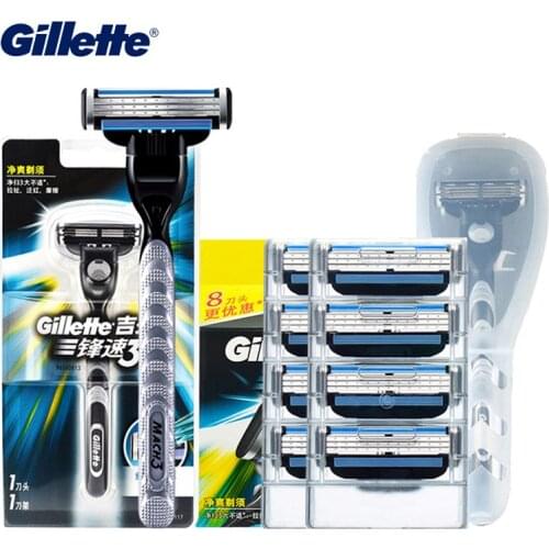 Mens Gillette Mach 3 Razor Blades Shaving Cassette for Face Hair Cut Replaceable Razor Blades Head Safe Refill Cartridges Mach3