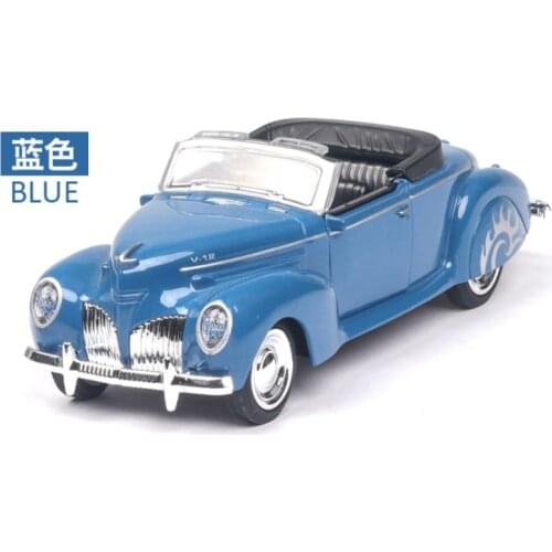 1: 38 Lincoln Convertible Classic Car With Sound And Light Simulation Alloy Childrens Toy Model Boys Birthday Gift Blue car