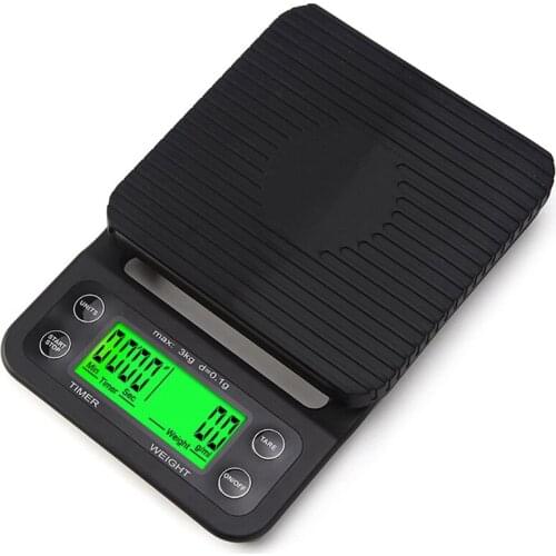 Coffee Scale with Timer, High Accuracy Kitchen Food Scale with Tare Function, 3KG Max Load, 0.1G Precision Sensor