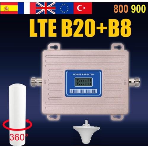 LTE 800 B20 900 B8 4G 3G 2G 2-Band Cellular Signal Repeater Amplifier Booster Free Return Free Ship Spain France Italy Russia UK