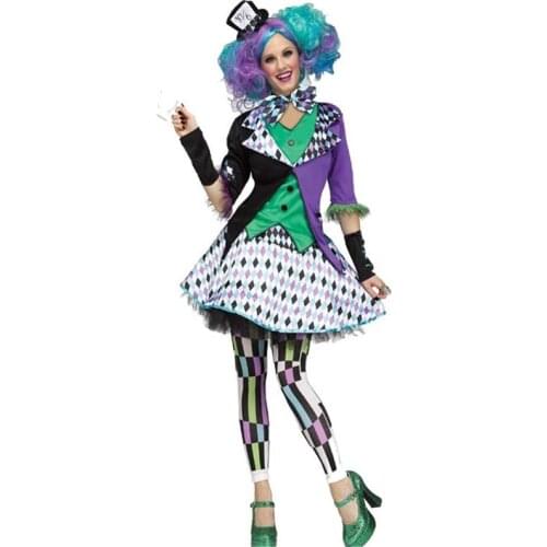 Anime Alice In Wonderland Clown Mad Hatter Maid Costume Halloween Carnival Party Magician Lolita cosplay Dress