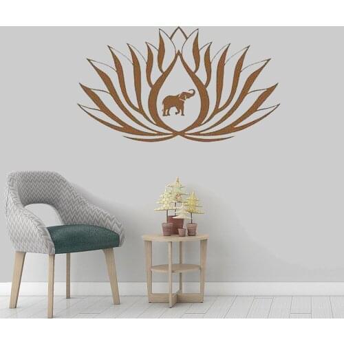 Lotus Flower Elephant Symbol Yoga Zen Meditation Buddha Eastern Wall Decal Sticker Mural Bedroom Livingroom Décor Vinyl ov65