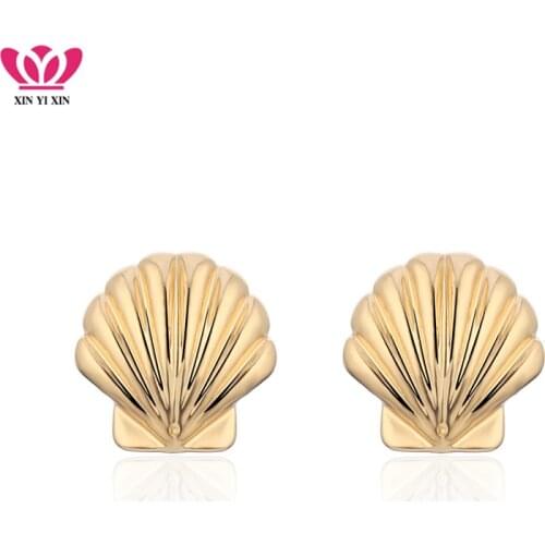 Classic Fashion Tiny Cute Sea Shell Stud Earrings Women Gold Color Steel Needle Conch Earring Girl Party Jewelry Dropshipping