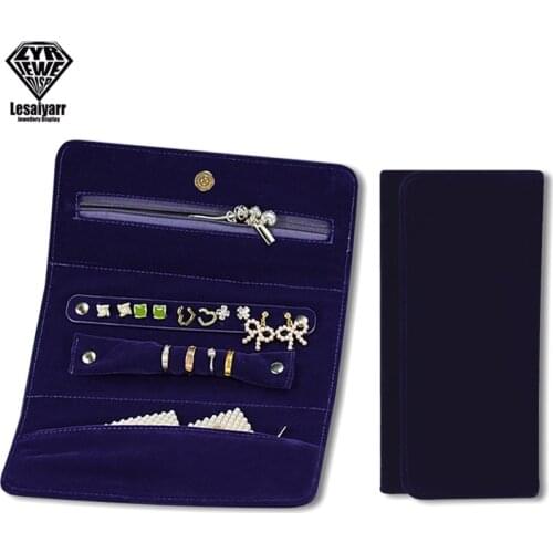 Fashion Velvet Travel Jewelry Organizer Foldable Display Jewelry Roll Storage Bag for Bracelets Necklace Rings Earrings