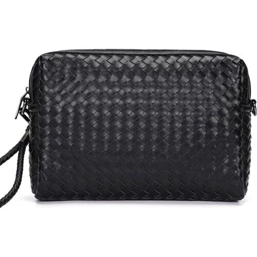 Fashion Leather Weave Knitting Clutch Bags For Men 2020 New Business Wallet Male iPad Envelope Bags Designer Day Clutches Purse