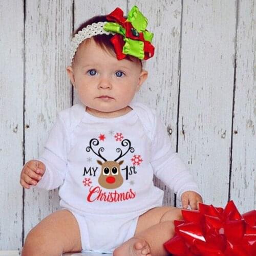 My First Christmas Letter Print Romper Jumpsuit Infant Newborn Baby Girls Boys Long Sleeve Outfit Babe Christmas Clothes