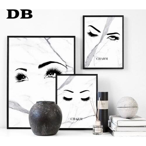 Marble Sexy Eyelash Nordic Posters And Prints Modern Wall Art Canvas Painting Wall Pictures For Living Room Home Decoration
