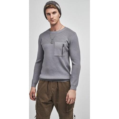 European and American British Style Mens Casual All-Match Autumn and Winter New Round Neck Sweater Sweater Slim Trend