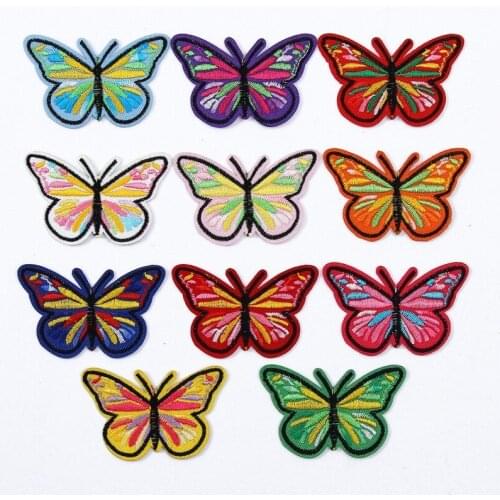 100pcs/lot New Embroidery Patch Butterfly Animal Shirt Dress Clothing Decoration Sewing Accessory Iron Heat Transfer Applique