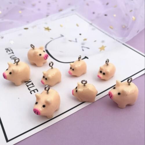 ZALEBABA NEW resin Small pig Charms earrings resin pendant DIY decoration Earrings necklace DIY 10 PCs